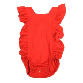 FS-131 Red Cross-Over Frill Bodysuit