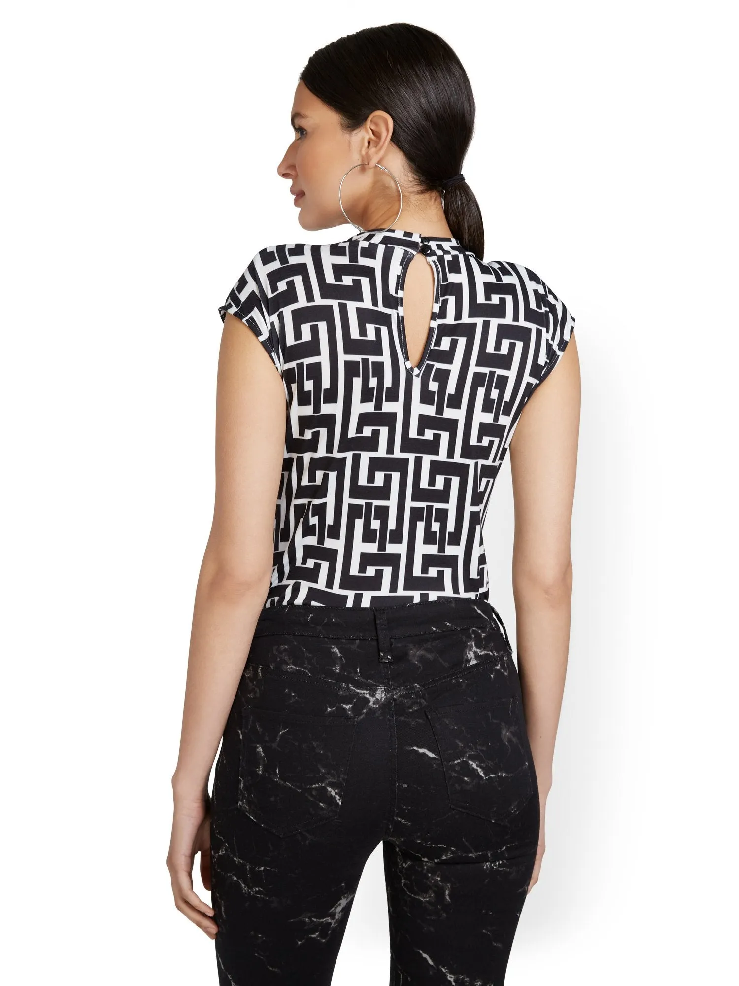 Geometric-Print Muscle Bodysuit