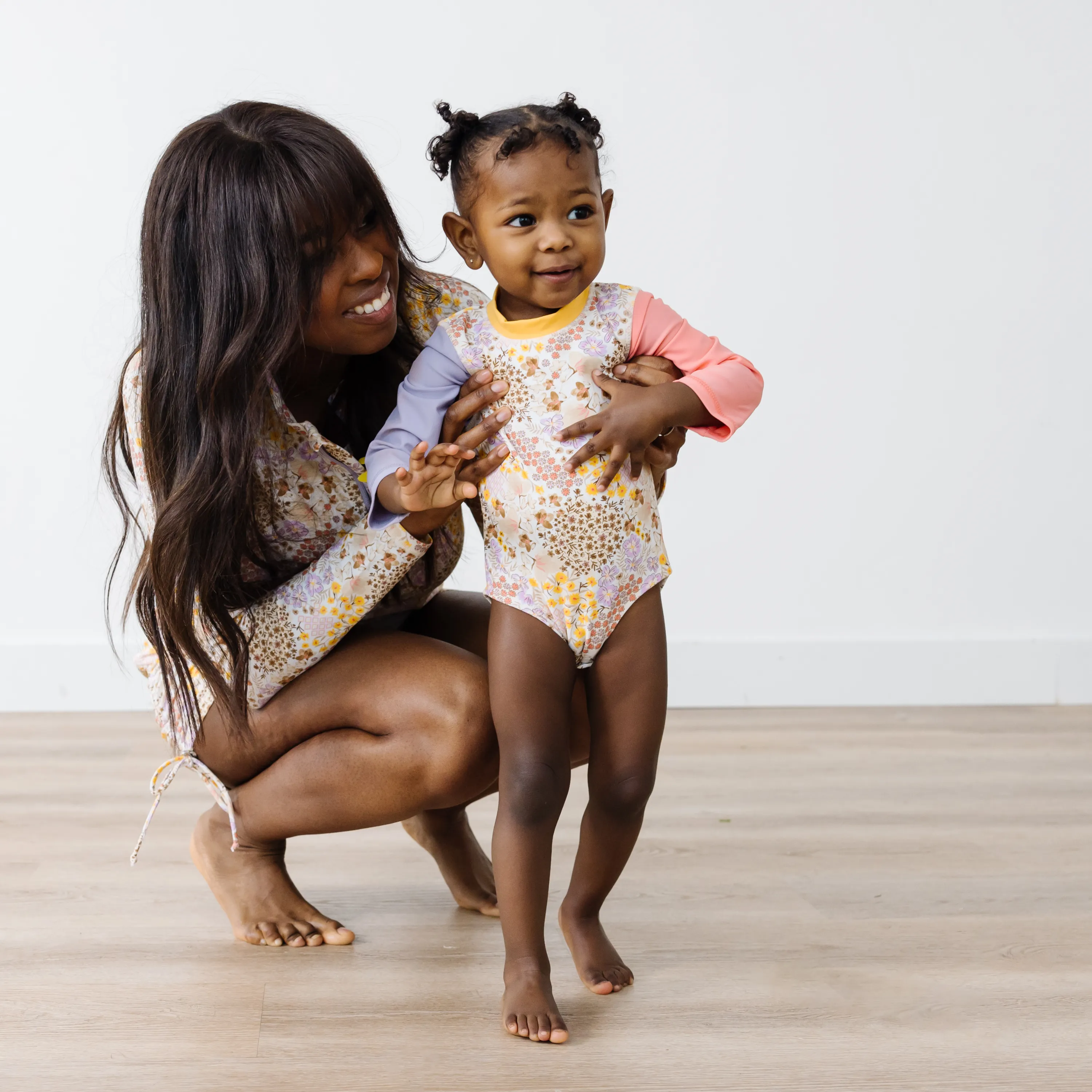 Girls Long Sleeve Surf Suit (One Piece Bodysuit) | "Meadows"