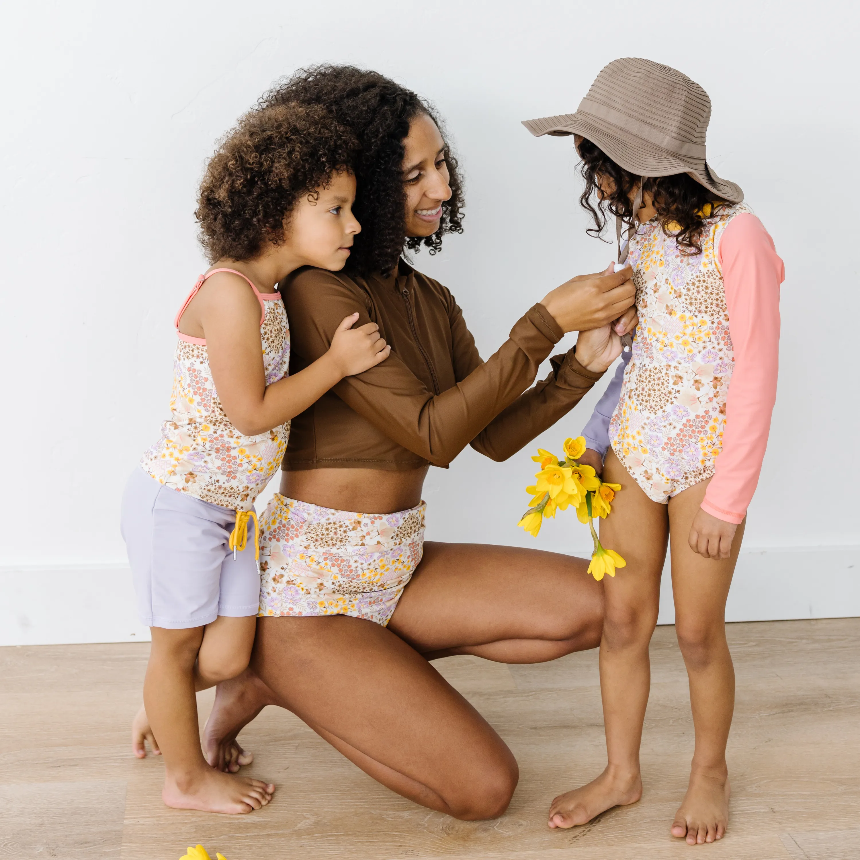 Girls Long Sleeve Surf Suit (One Piece Bodysuit) | "Meadows"