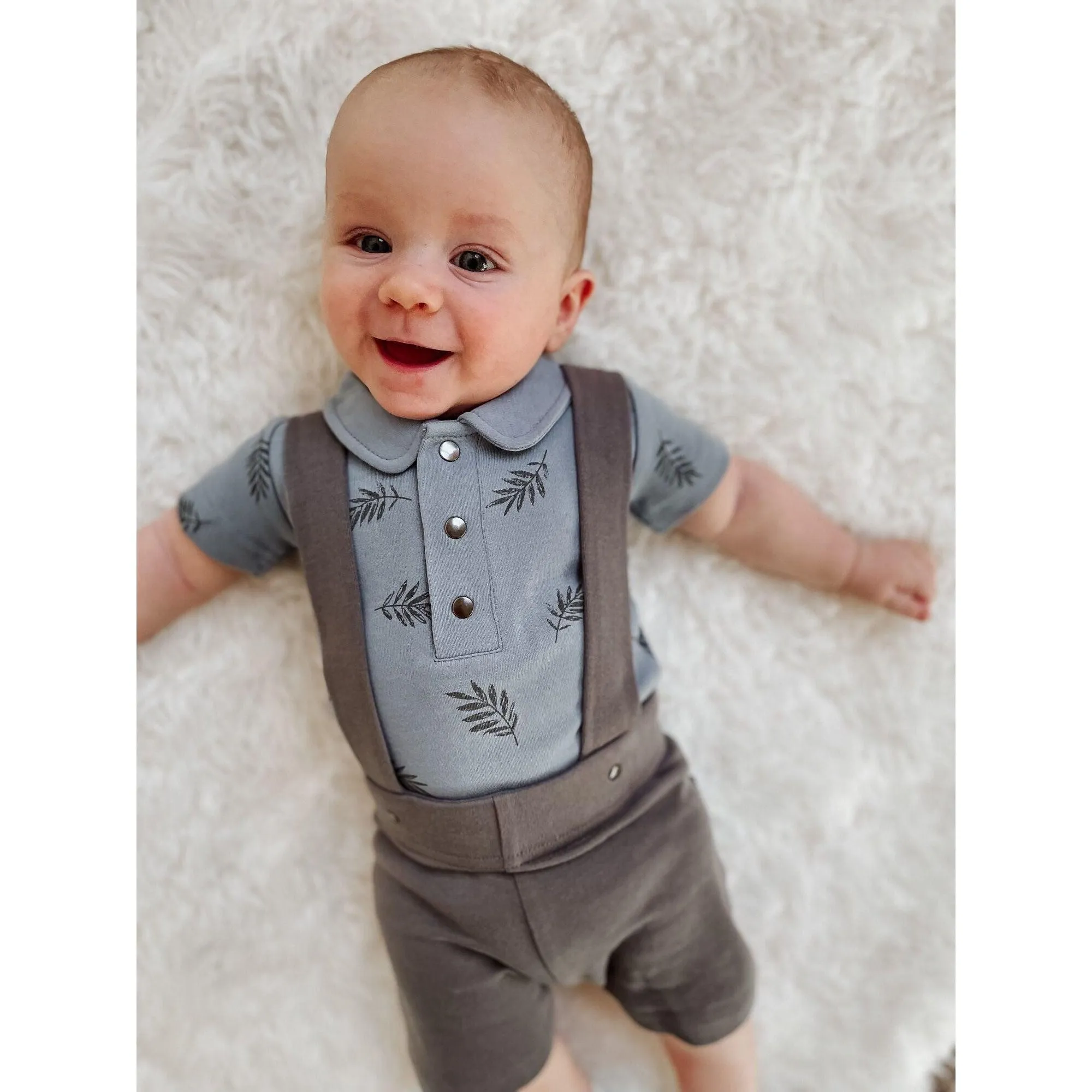 Gray Organic Suspender Shorts
