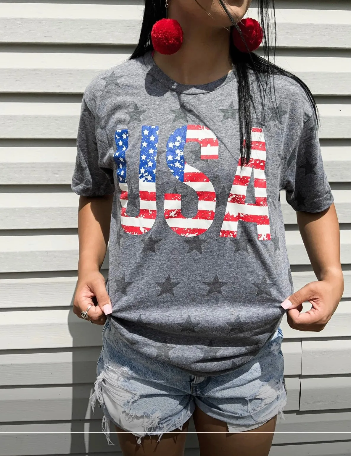 GREY STARS USA TEE