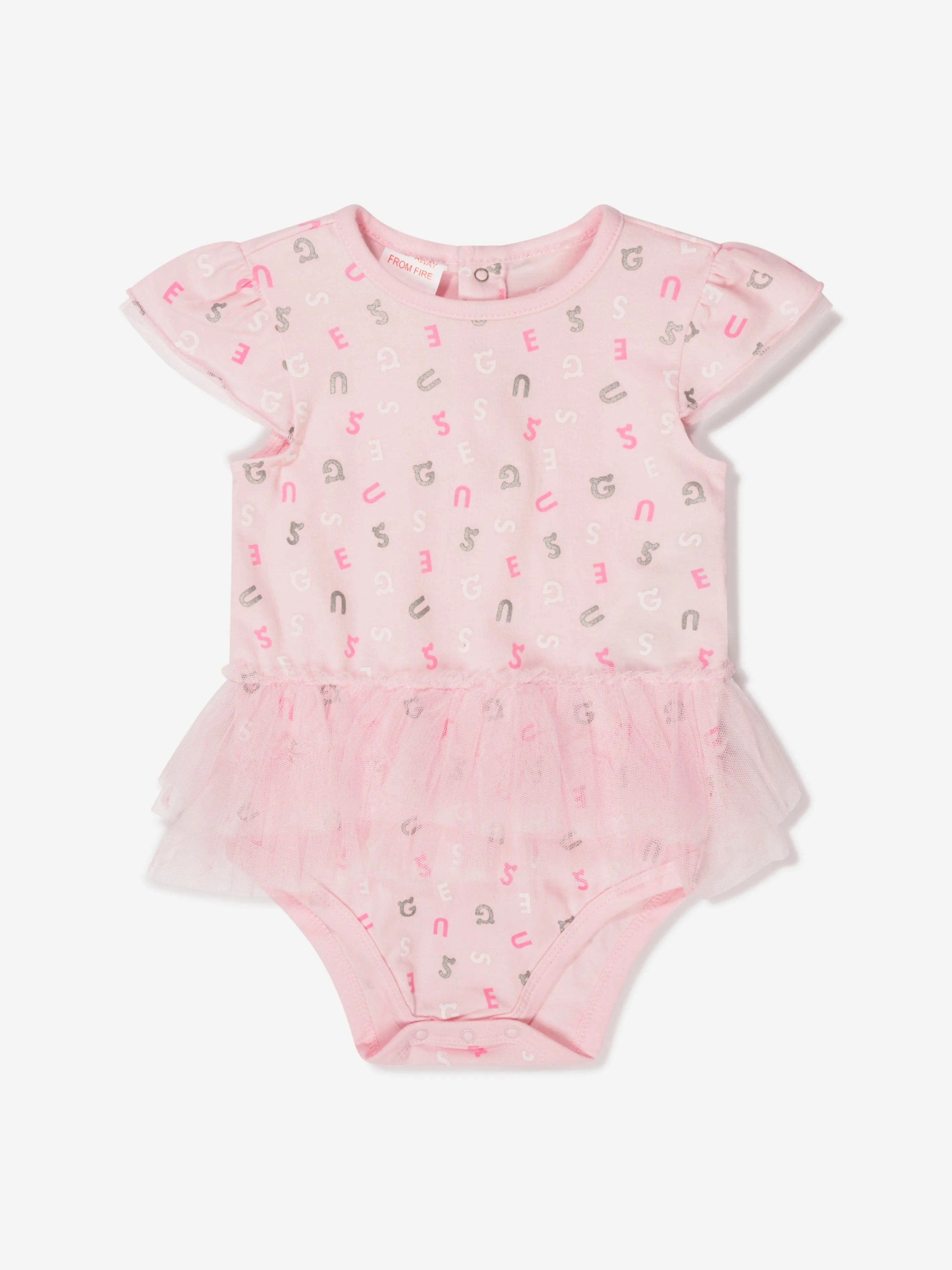 Guess Baby Girls Mesh Trim Bodysuit in Pink