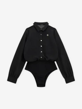Guess Girls Chiffon Bodysuit Shirt in Black