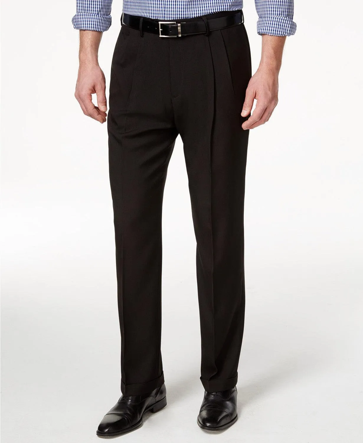 Haggar Mens Classic fit Dress Pants 36 / 30 Black Solid