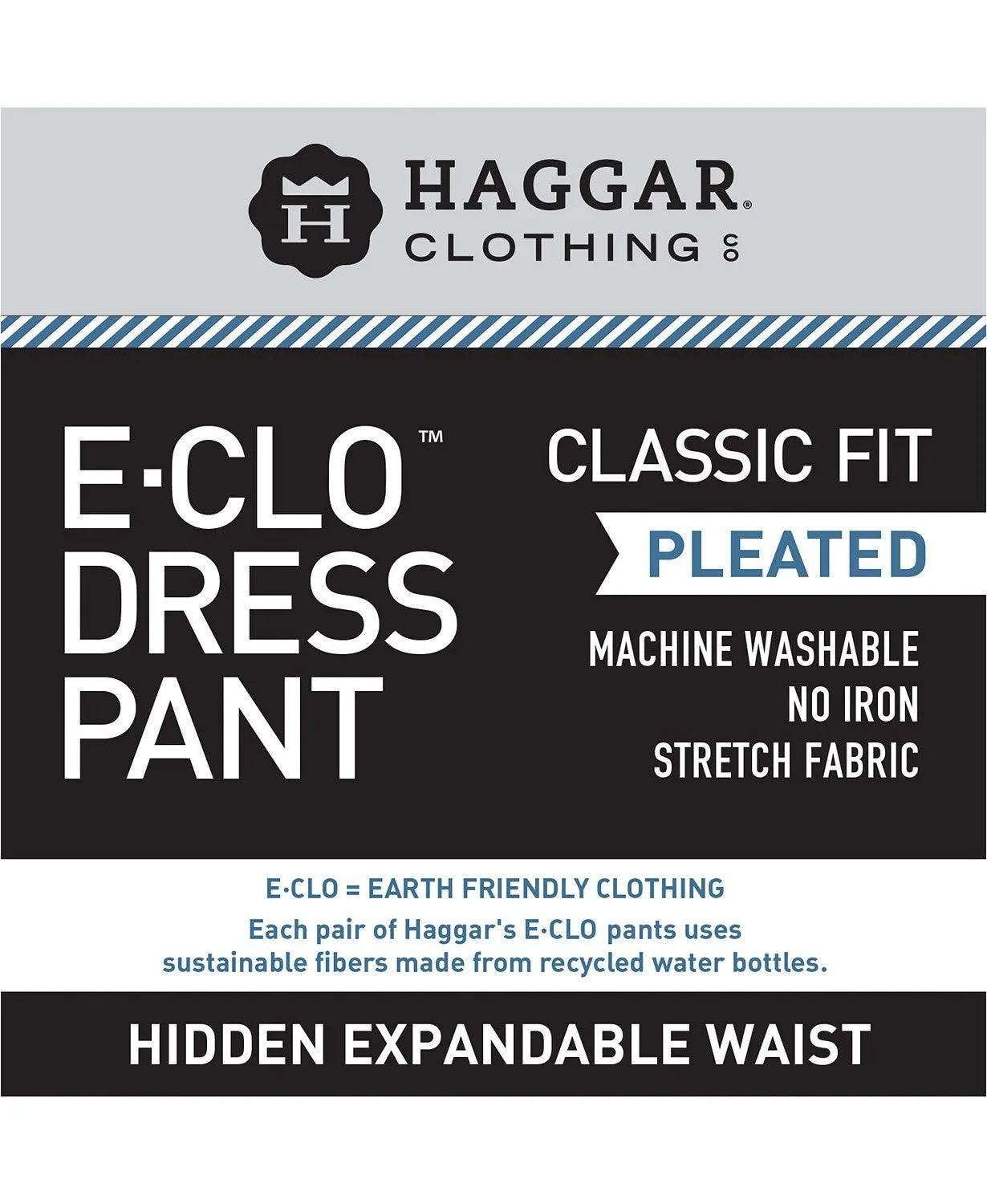 Haggar Mens Classic fit Dress Pants 36 / 30 Black Solid