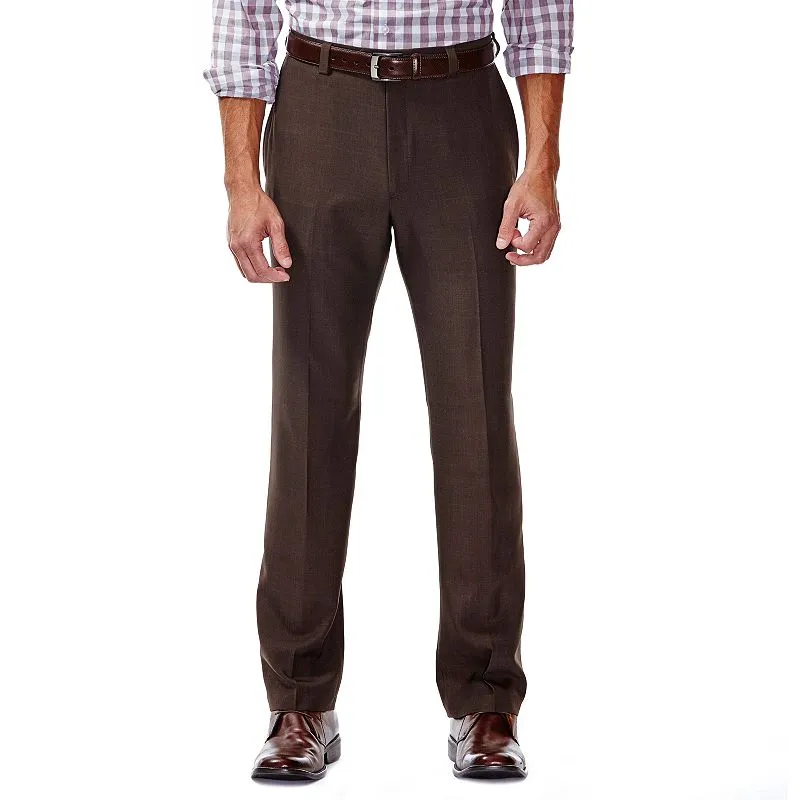 HAGGAR Mens Classic fit Dress Pants 36 / 34 Brown Solid