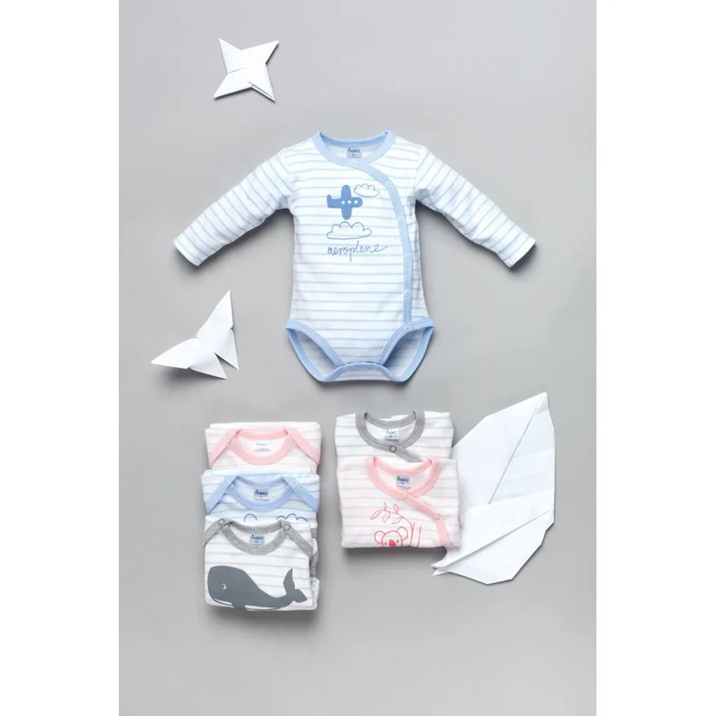 Happy Kids Long Sleeve Wrap Bodysuit Aeroplane