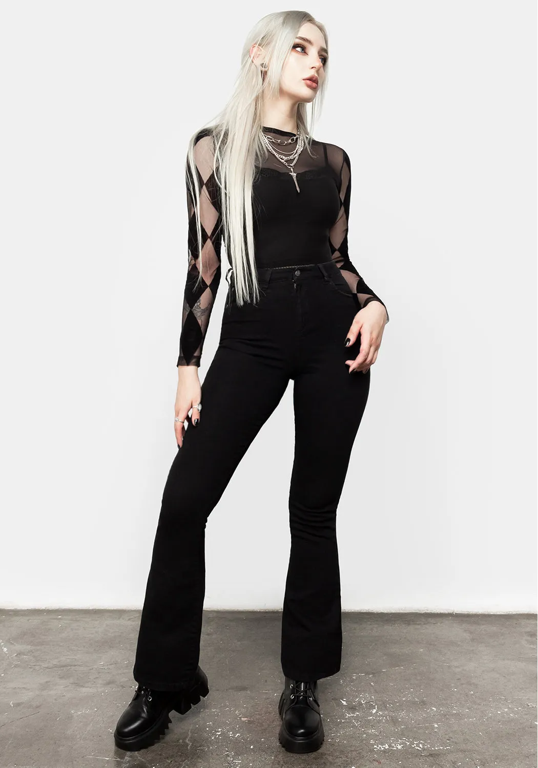 Harleen Checkerboard Mesh Bodysuit