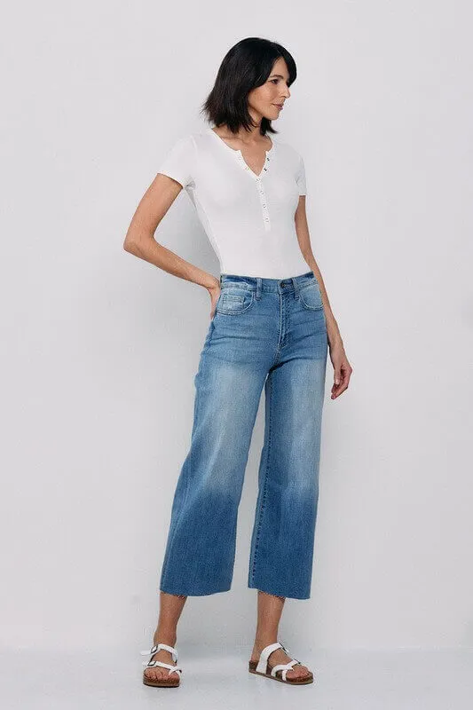 High Rise Crop Wide Leg Jeans
