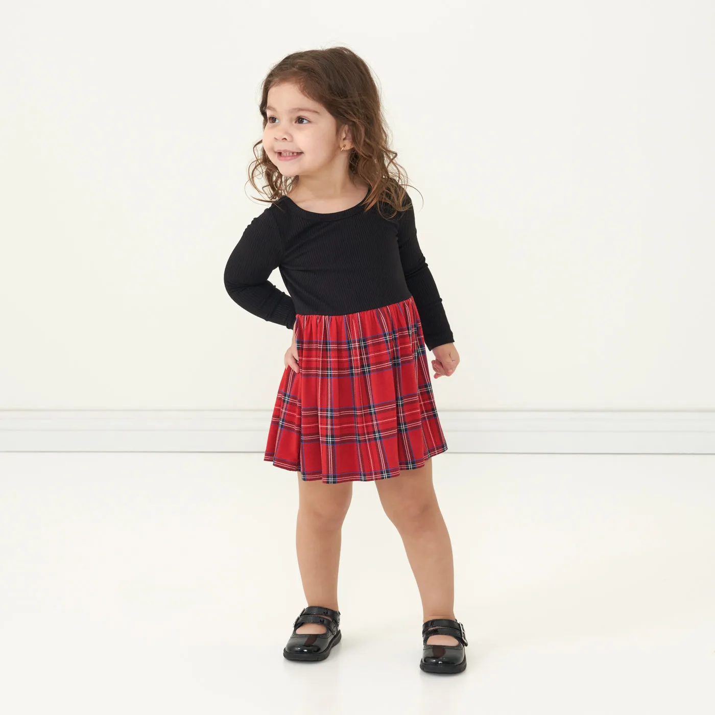 Holiday Plaid Skater Dress with Bodysuit