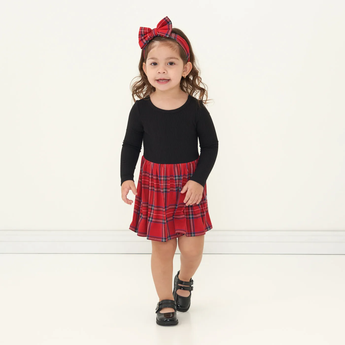 Holiday Plaid Skater Dress with Bodysuit
