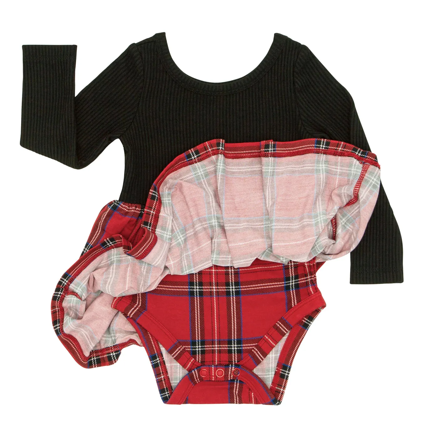 Holiday Plaid Skater Dress with Bodysuit