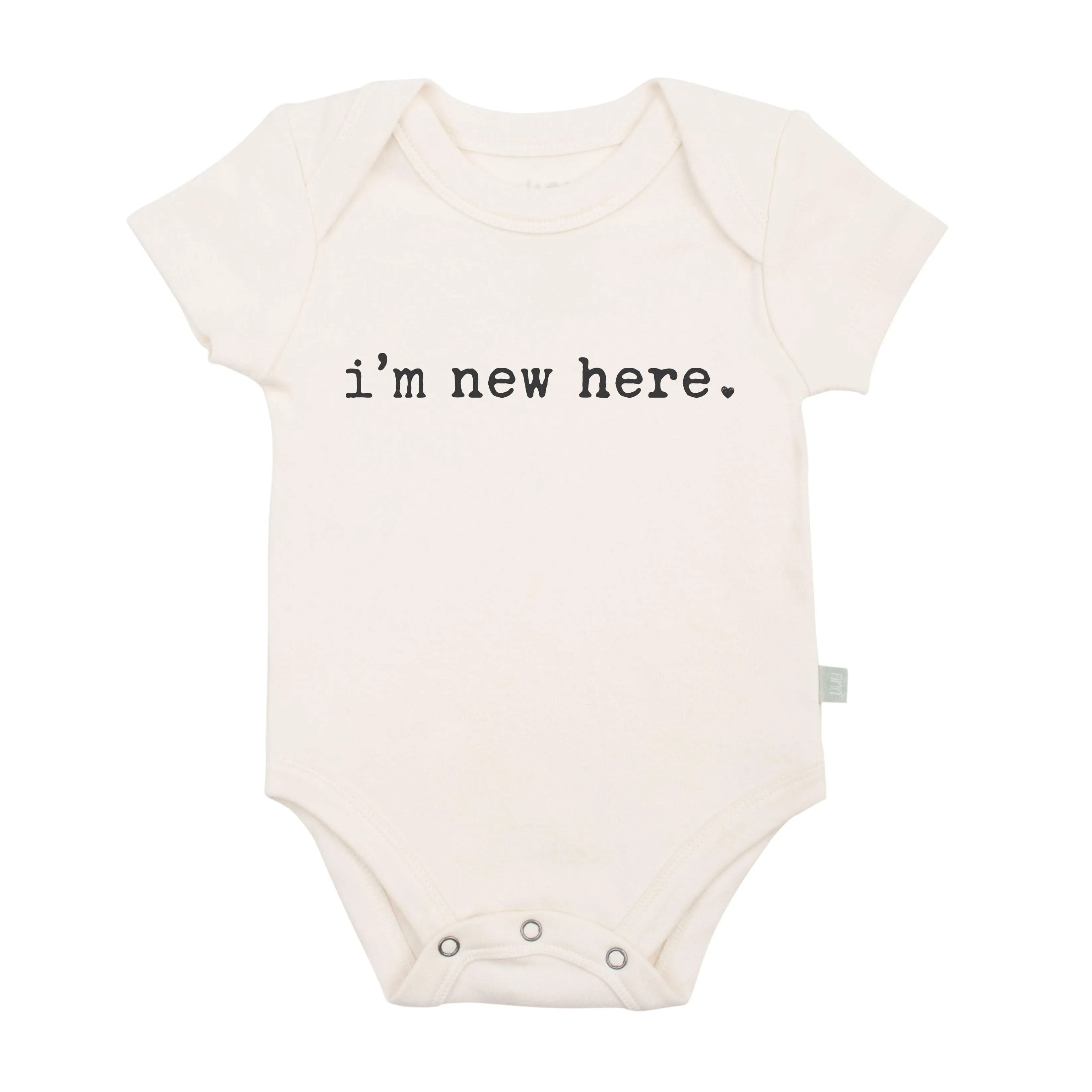i'm new here · organic cotton short-sleeve onesie