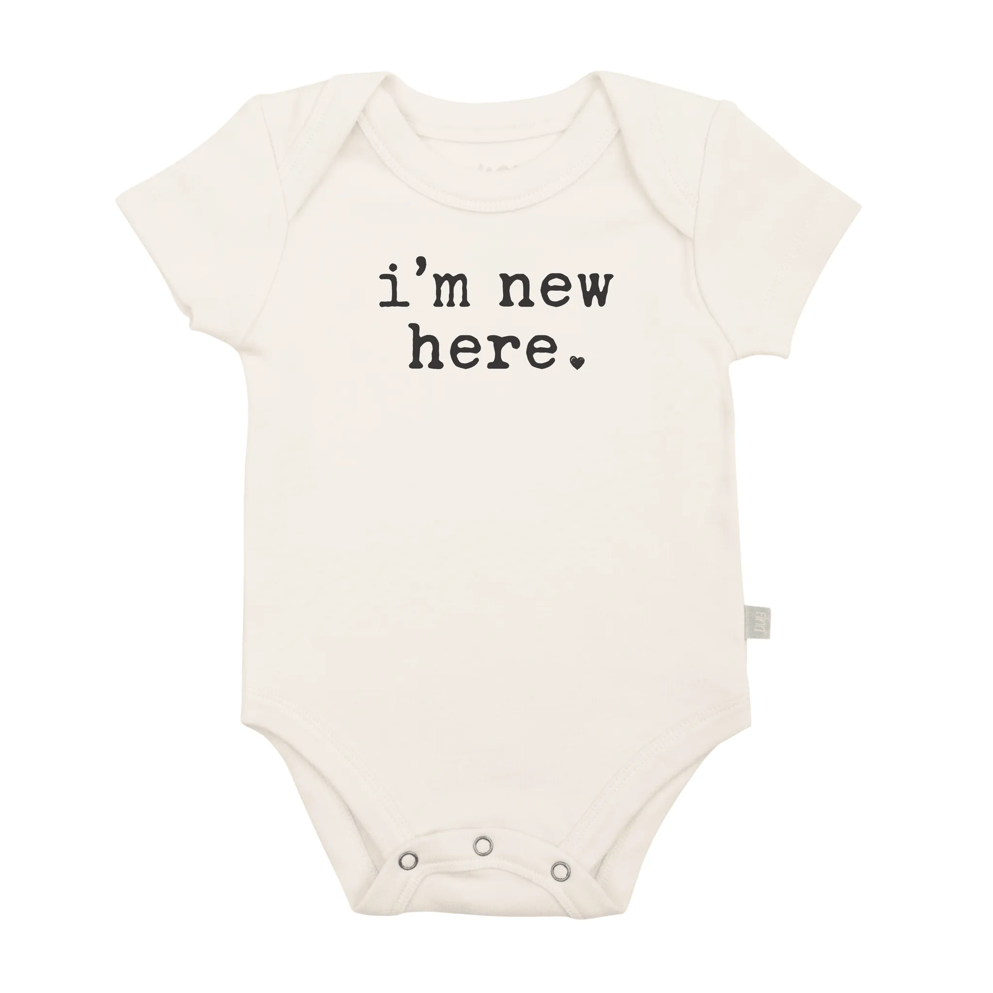 i'm new here · organic cotton short-sleeve onesie