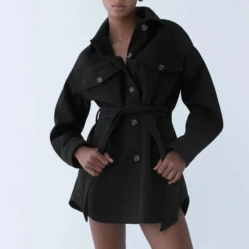 Ivyshape | Beige Belted Coat