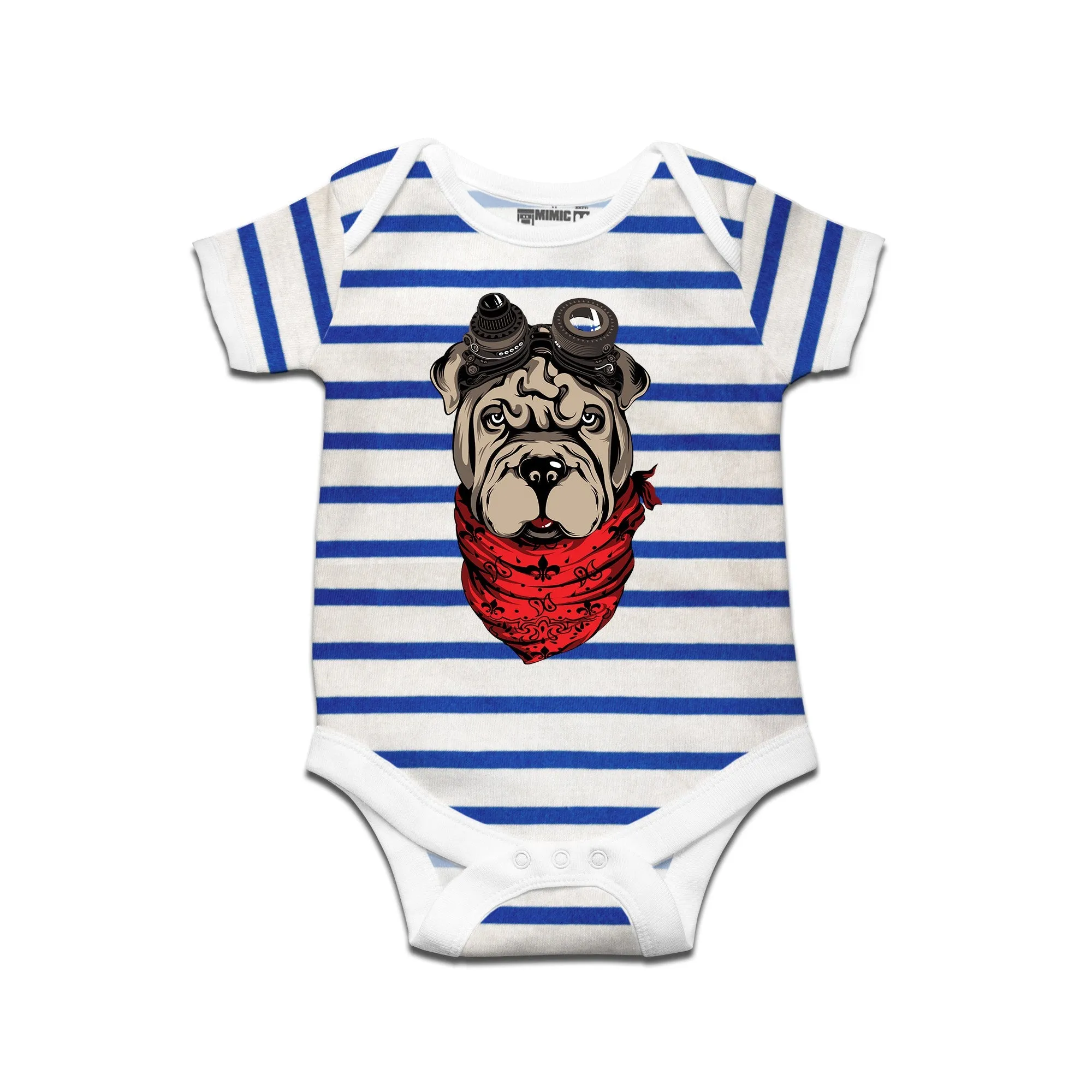 Kidswear By Ruse Dogpunk Printed Striped infant Romper For Baby