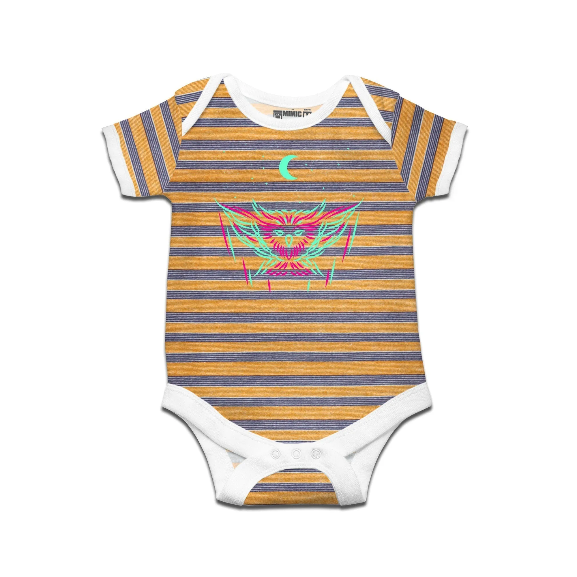 Kidswear By Ruse Owl Fly Printed Striped infant Romper For Baby