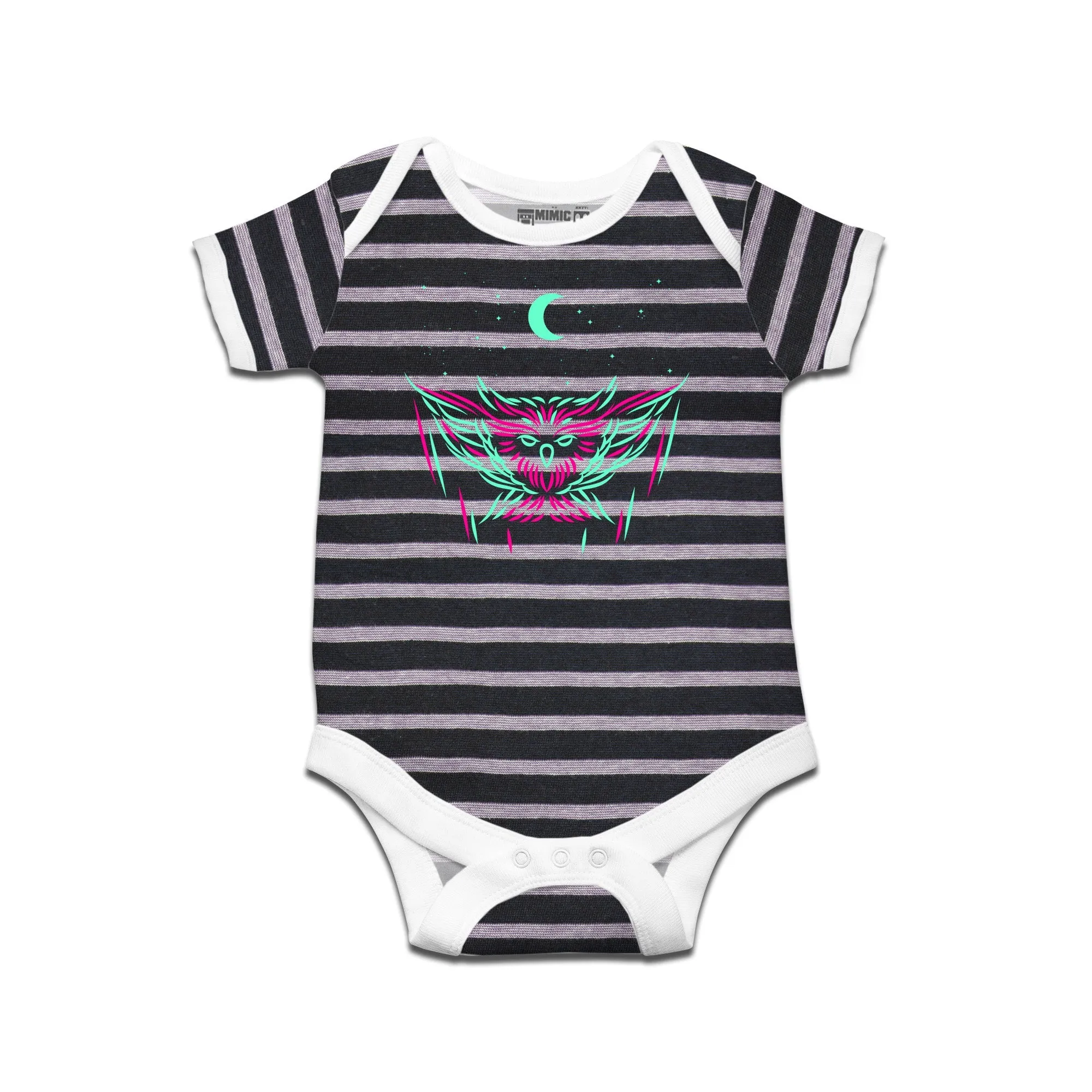 Kidswear By Ruse Owl Fly Printed Striped infant Romper For Baby