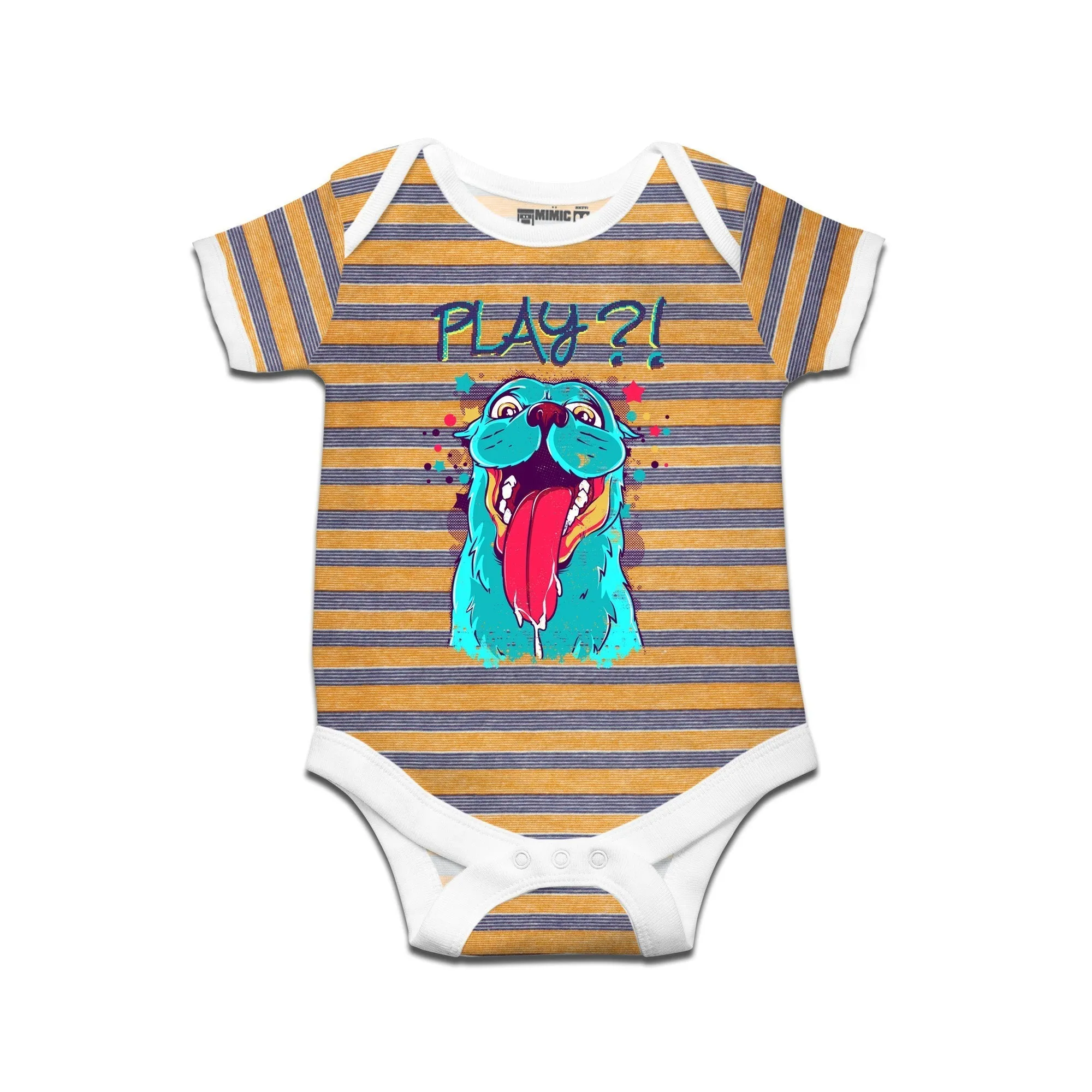 Kidswear By Ruse Play Dog Printed Striped infant Romper For Baby