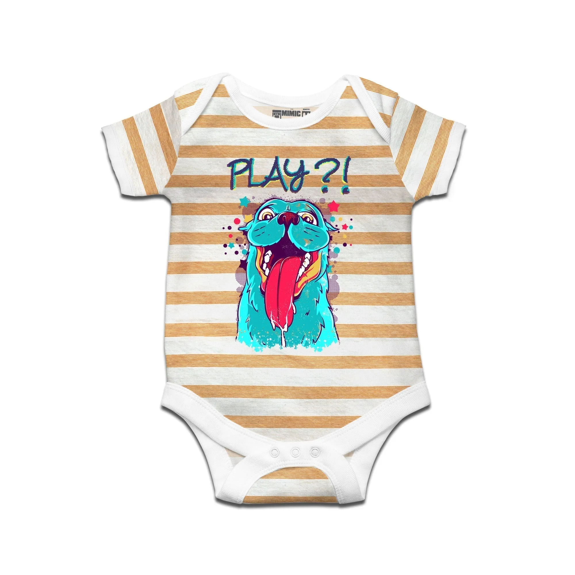 Kidswear By Ruse Play Dog Printed Striped infant Romper For Baby