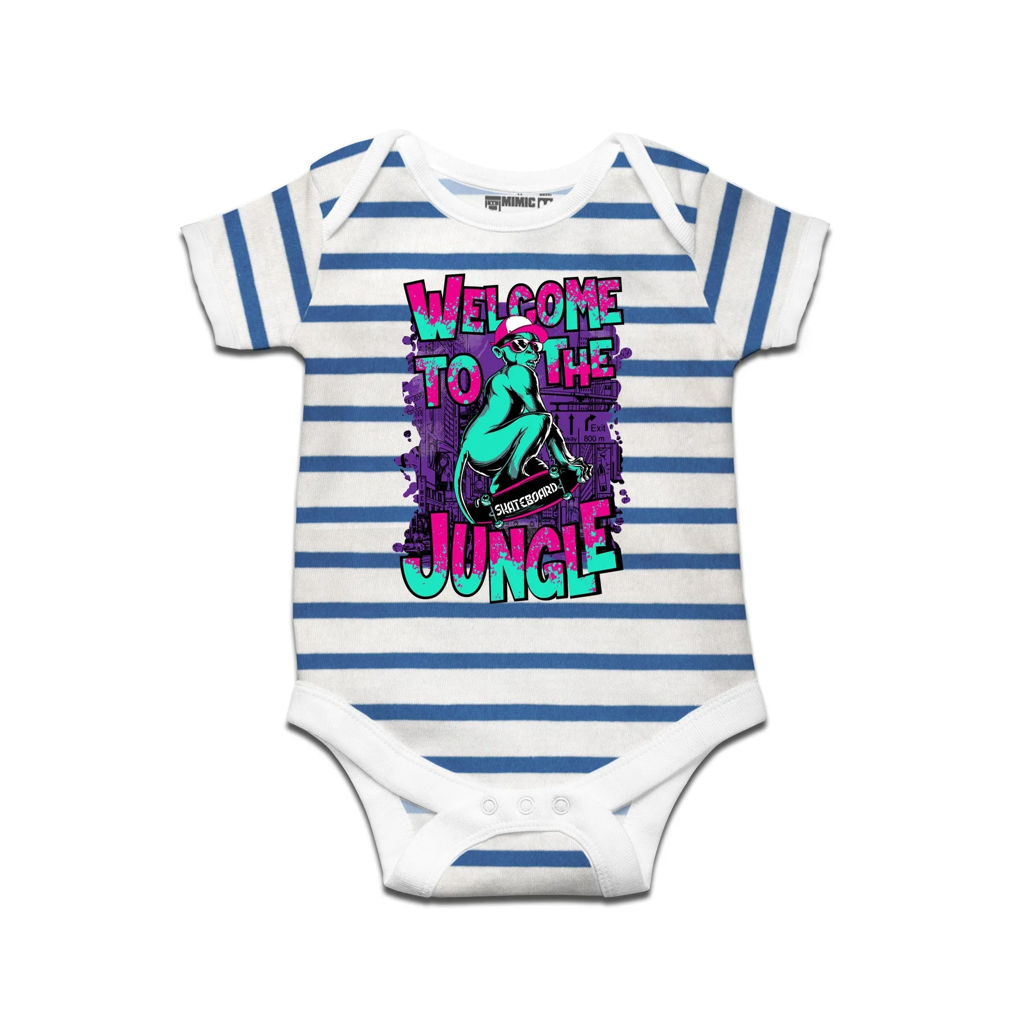 Kidswear By Ruse Skate Wild Printed Striped infant Romper For Baby