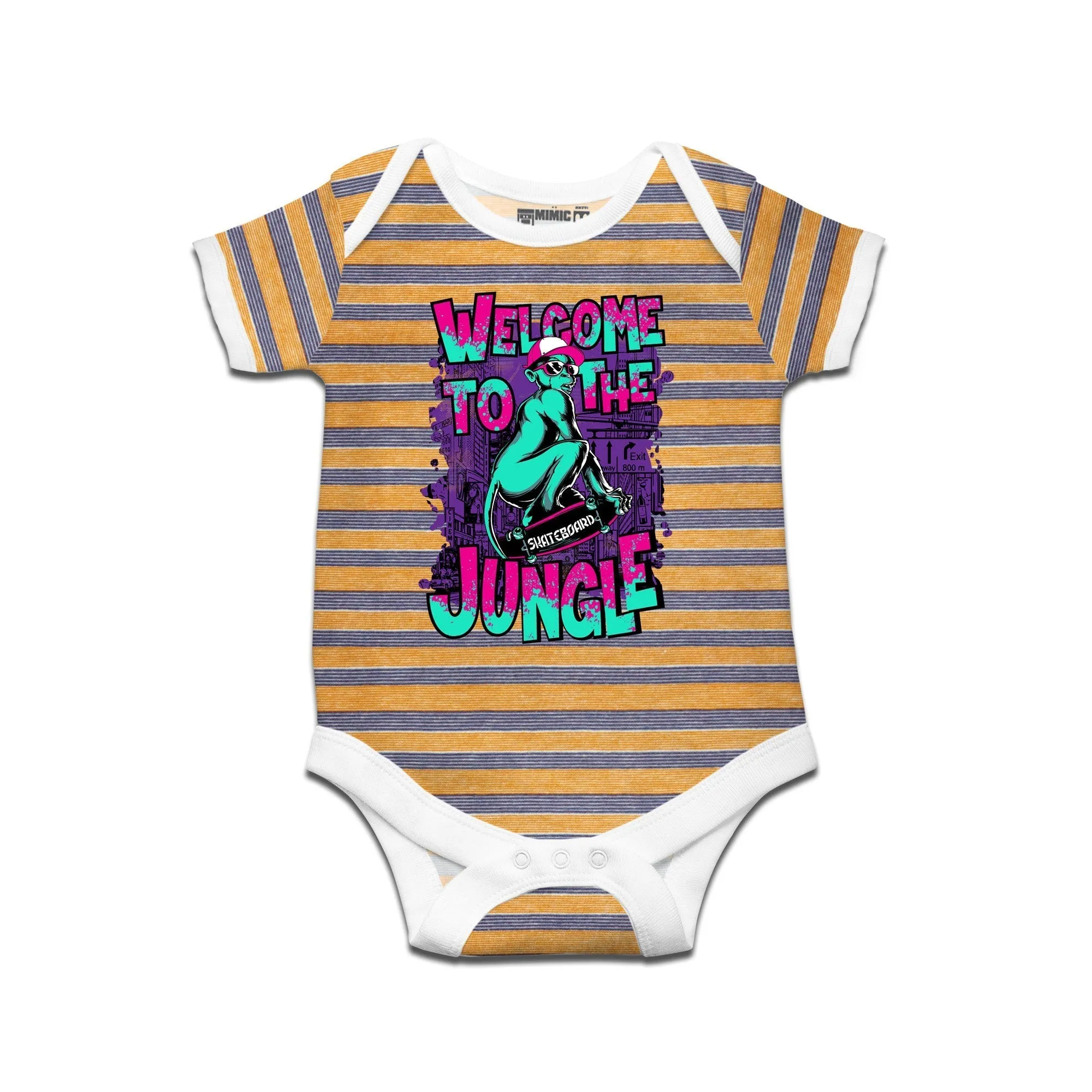 Kidswear By Ruse Skate Wild Printed Striped infant Romper For Baby