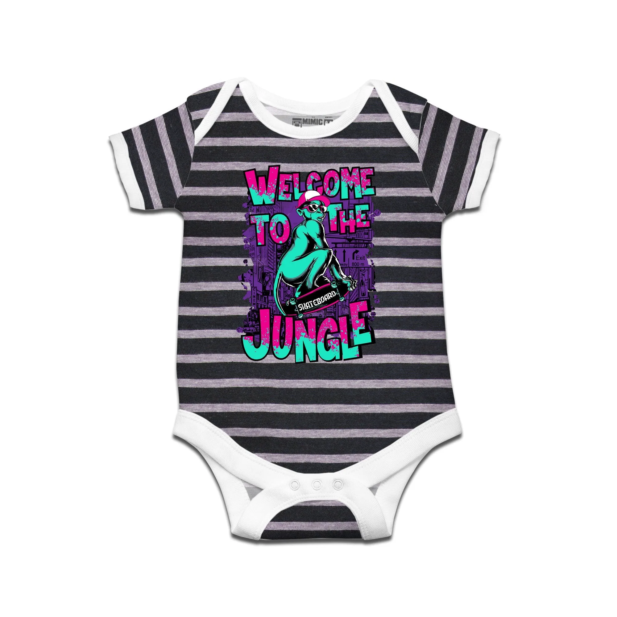 Kidswear By Ruse Skate Wild Printed Striped infant Romper For Baby