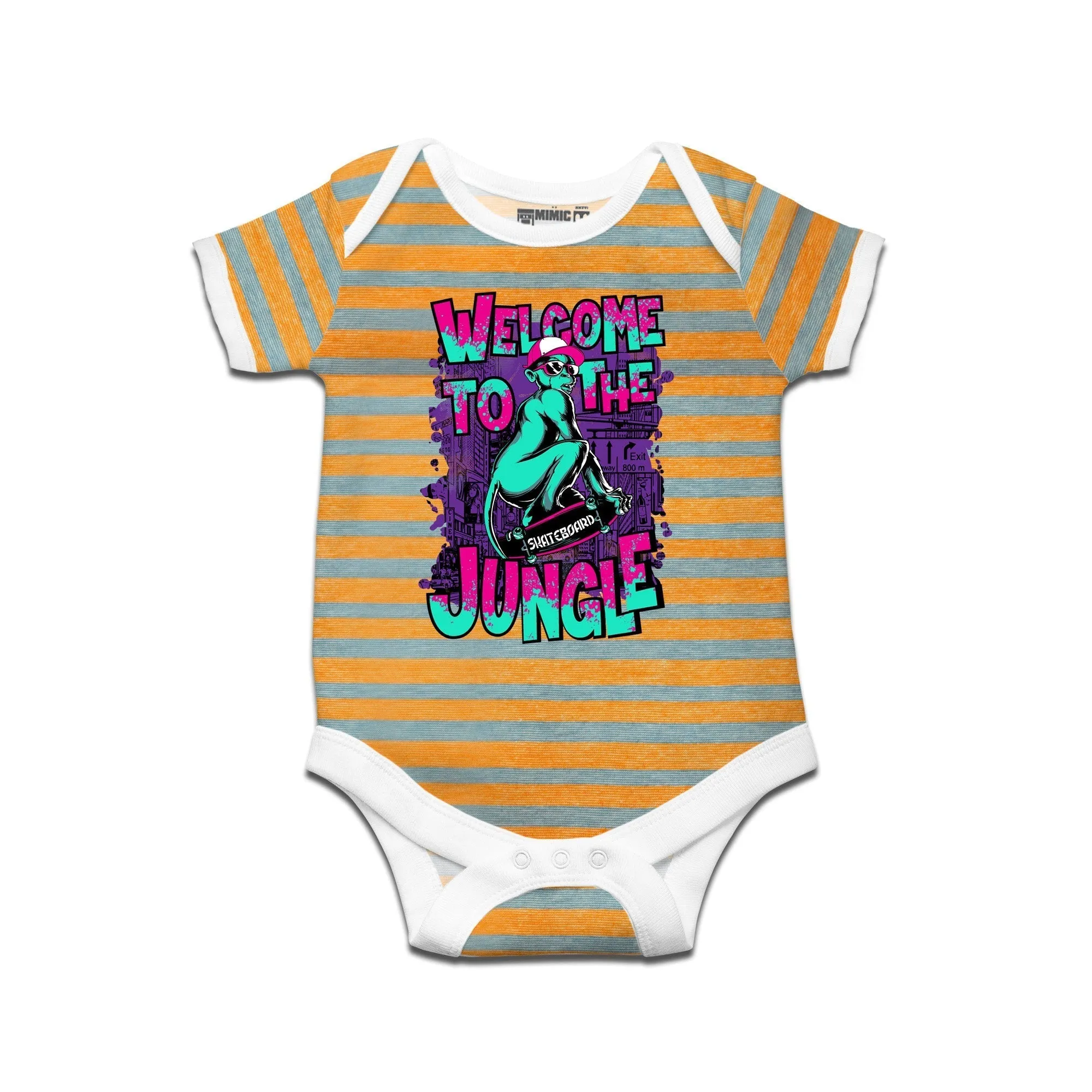 Kidswear By Ruse Skate Wild Printed Striped infant Romper For Baby