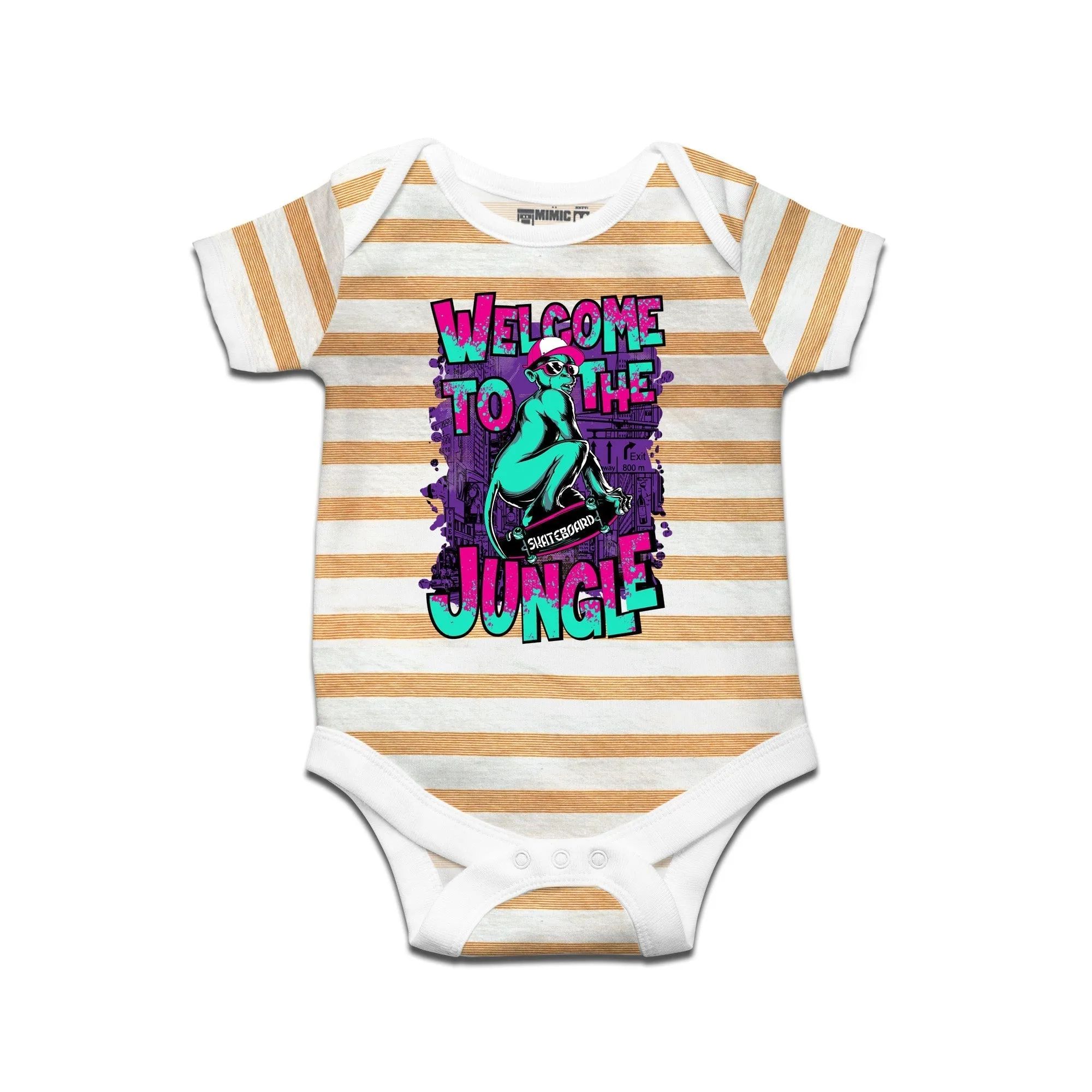 Kidswear By Ruse Skate Wild Printed Striped infant Romper For Baby