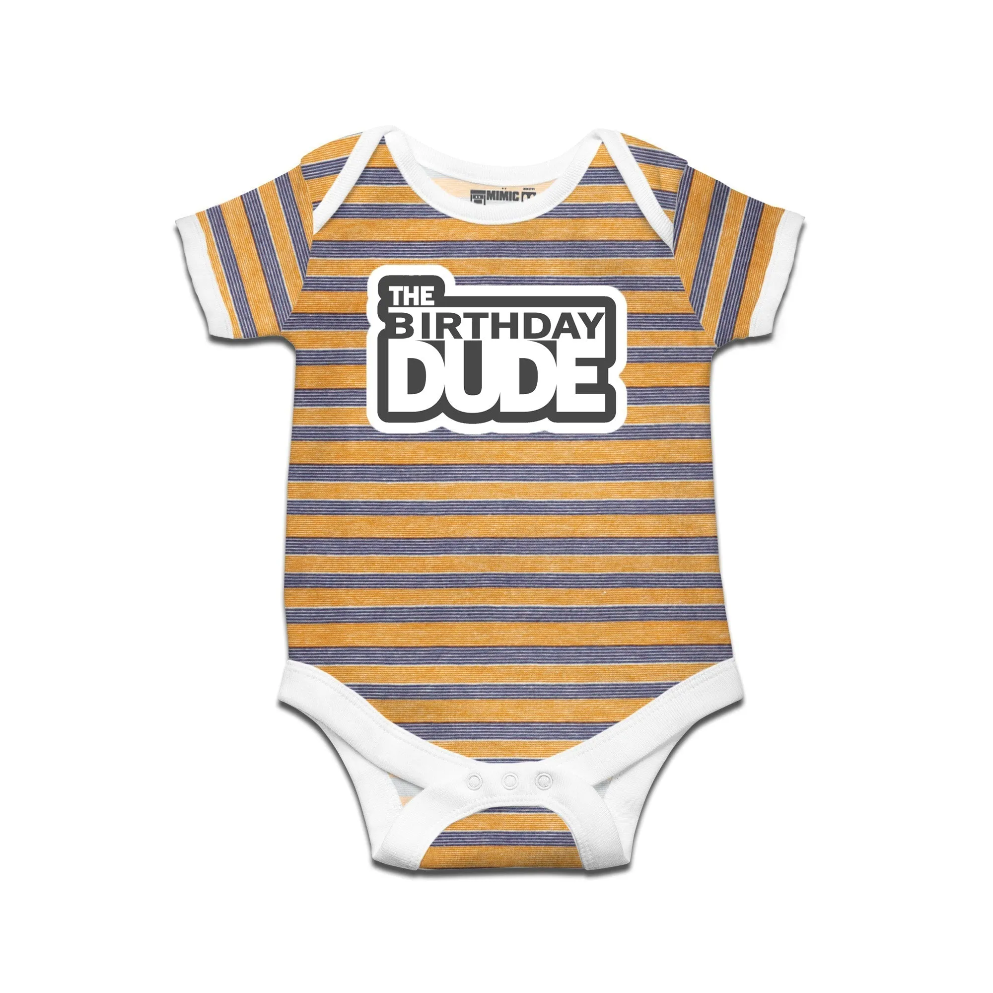 Kidswear By Ruse The Birthday Dude Printed Striped infant Romper For Baby