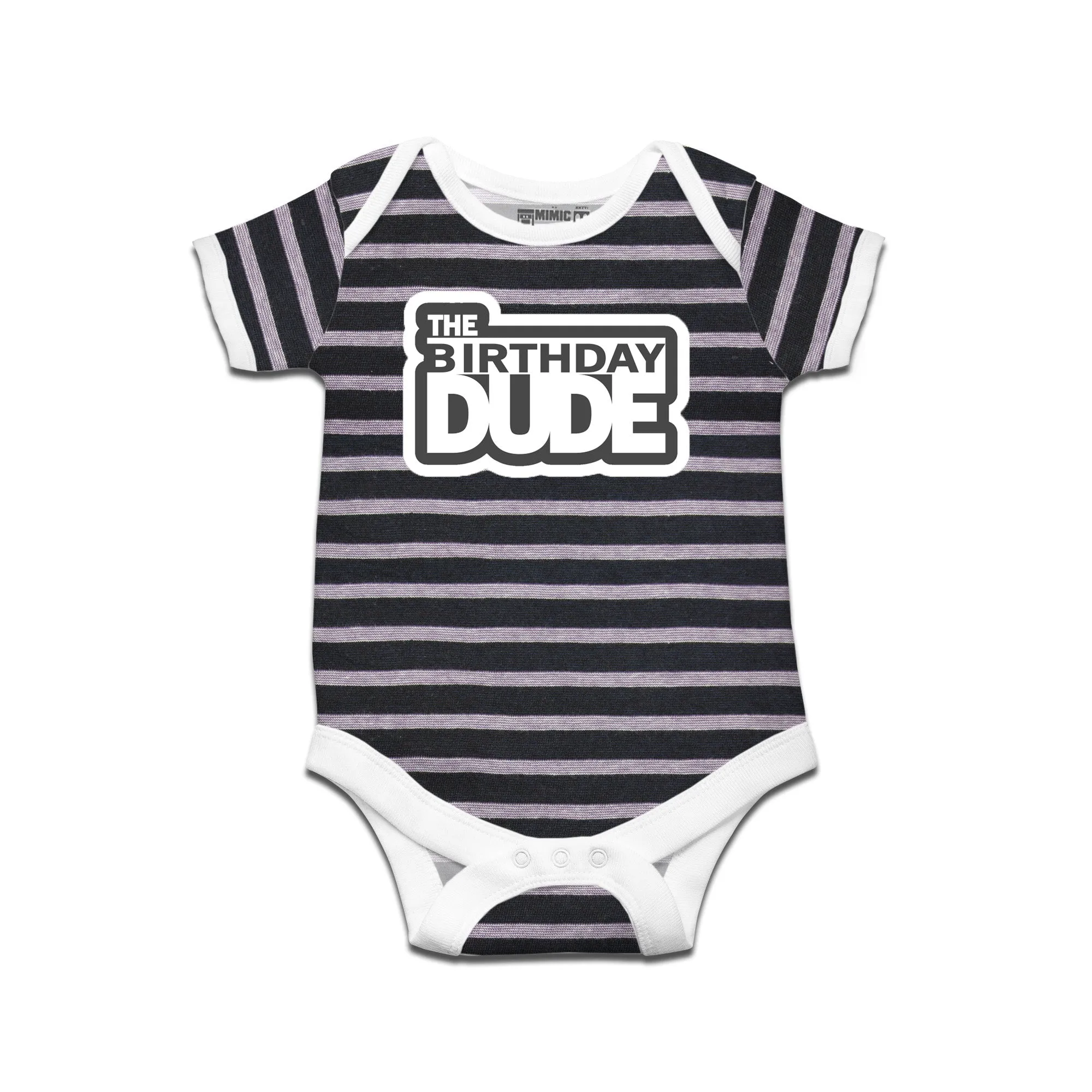 Kidswear By Ruse The Birthday Dude Printed Striped infant Romper For Baby