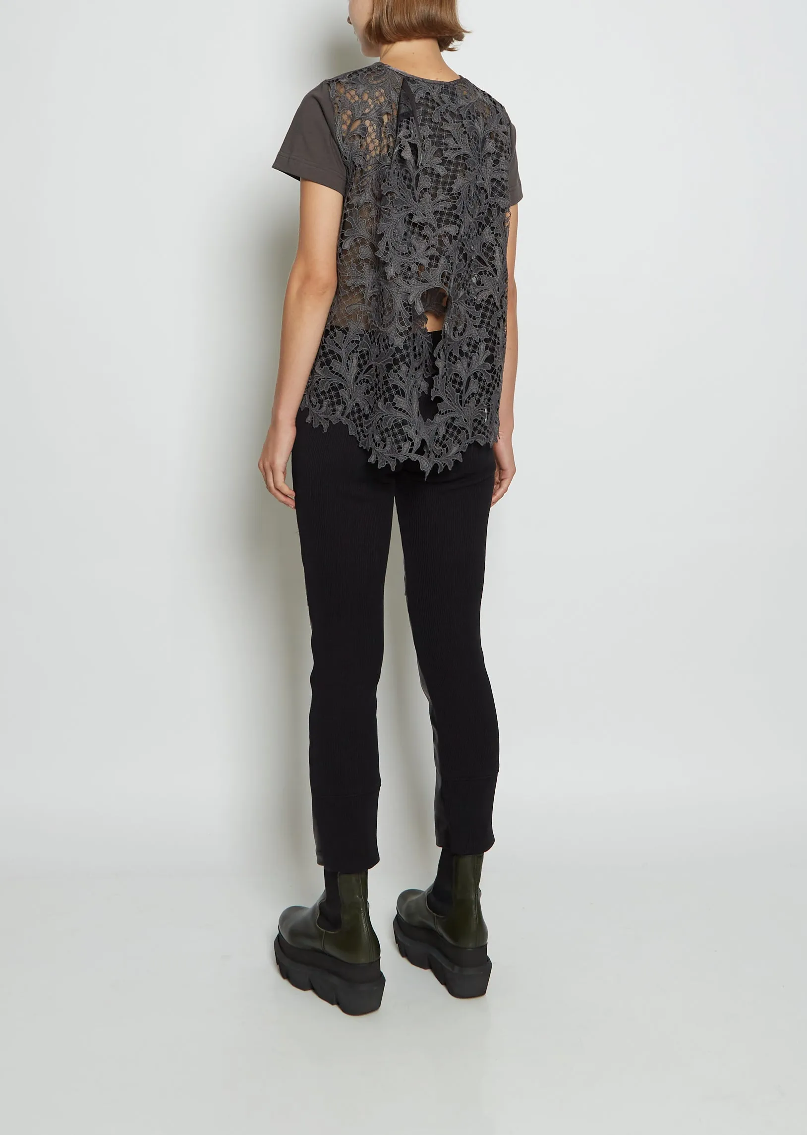 Leather & Knit Slim Pants