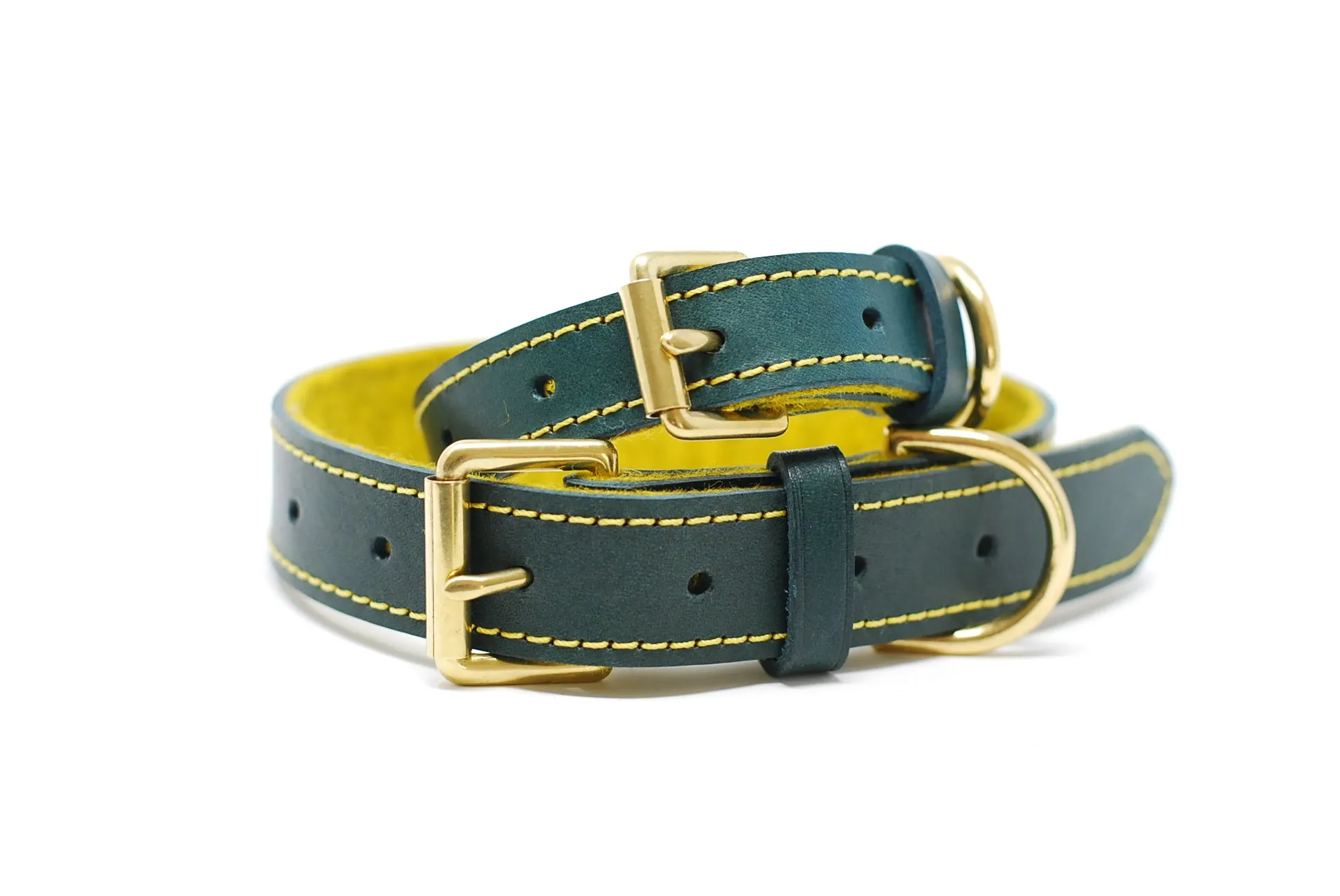 Leather and felt dog collar