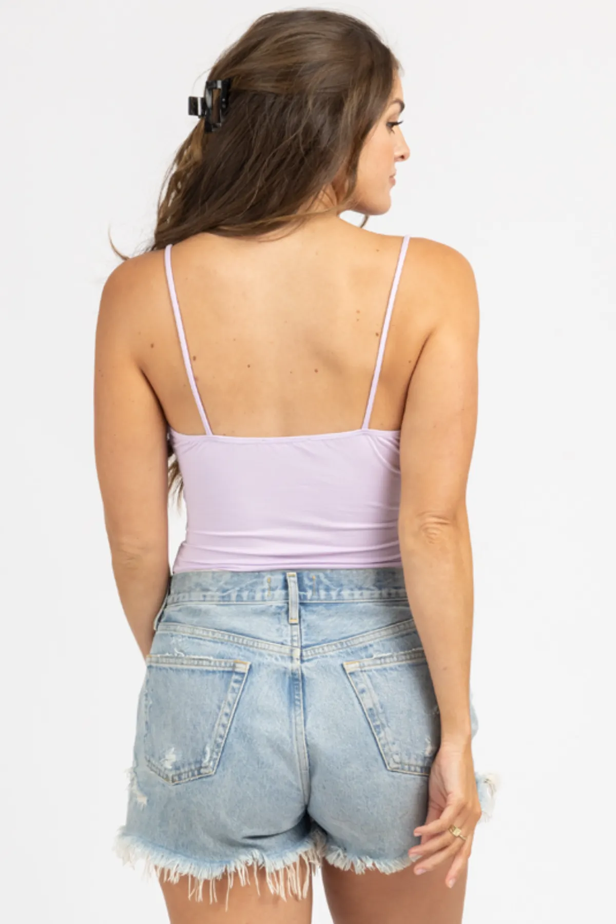 LILAC SHIRRED DETAIL BODYSUIT