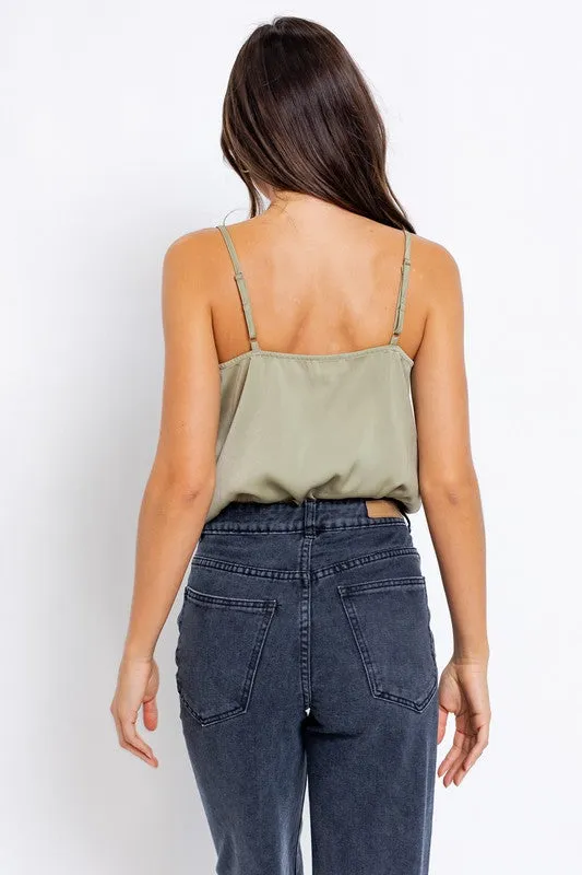 Lydia Spaghetti Strap Cowl Neck Bodysuit