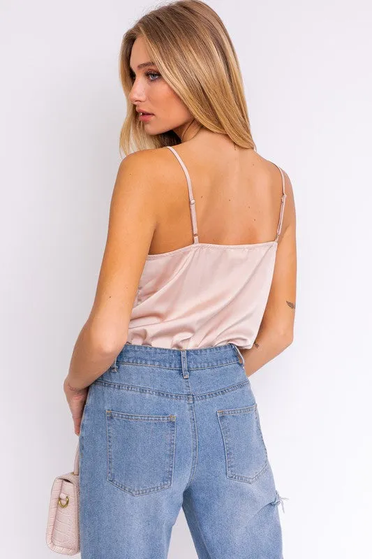 Lydia Spaghetti Strap Cowl Neck Bodysuit