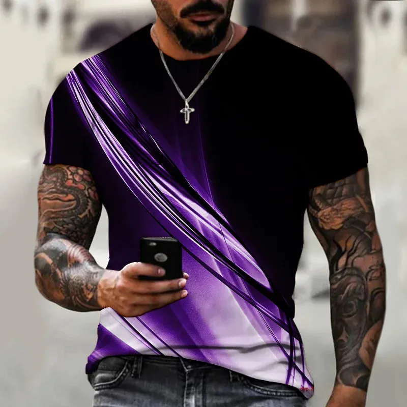 M-xlrge Men's Graphic 3d O Neck T Shirt Casual Streetwear Short Sleeve