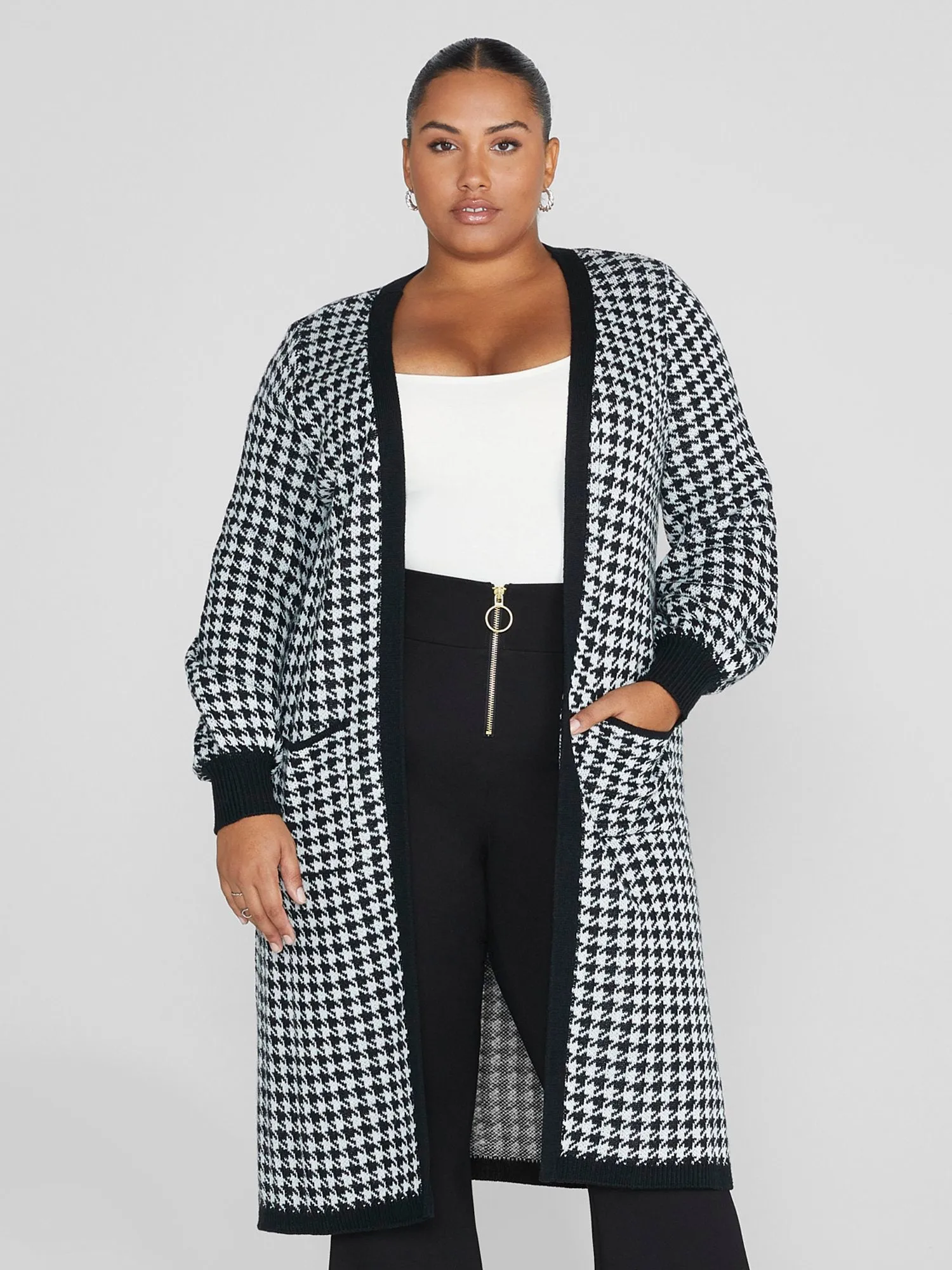 Marguerite Houndstooth Cardigan Sweater