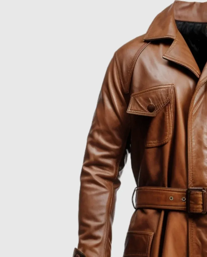 Men's Brown Leather Coat