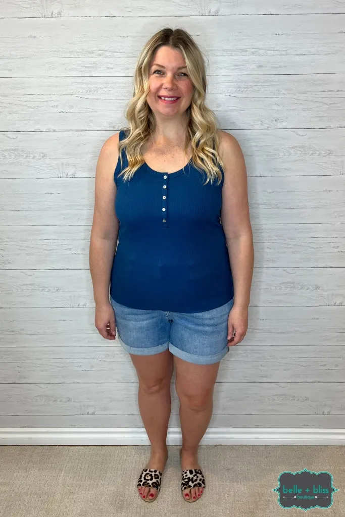 Mira Henley Tank - Blue Lagoon