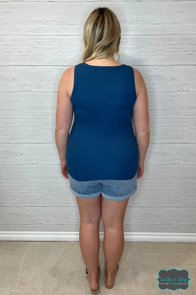Mira Henley Tank - Blue Lagoon