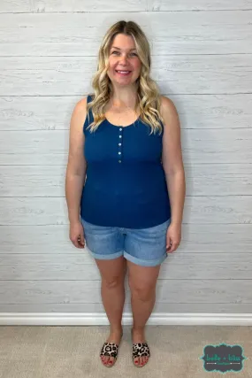 Mira Henley Tank - Blue Lagoon