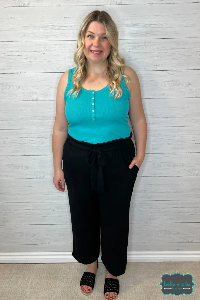Mira Henley Tank - Turquoise