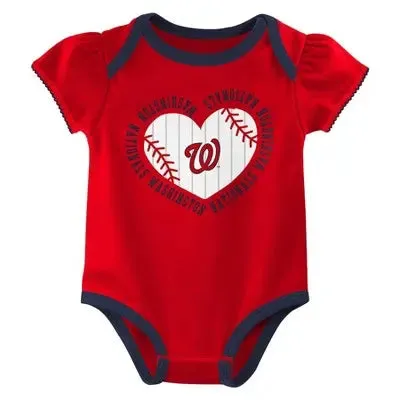 MLB Washington Nationals Infant Girls' 3pk Bodysuit - 6-9M
