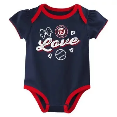 MLB Washington Nationals Infant Girls' 3pk Bodysuit - 6-9M