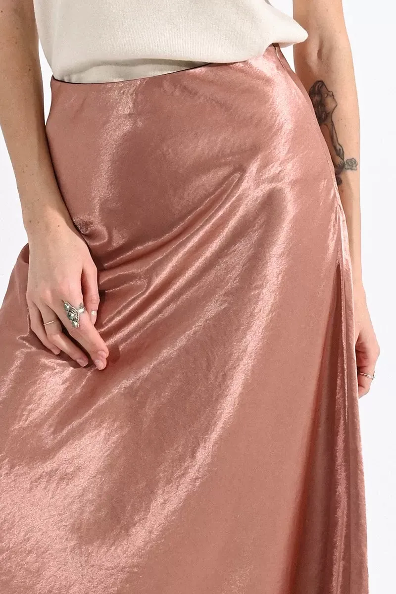 Molly Bracken Pink Satin Skirt