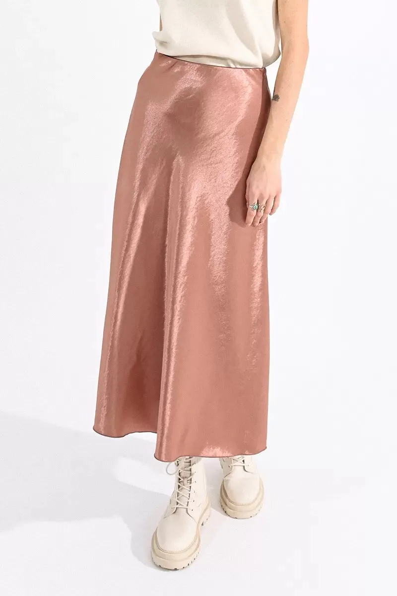 Molly Bracken Pink Satin Skirt