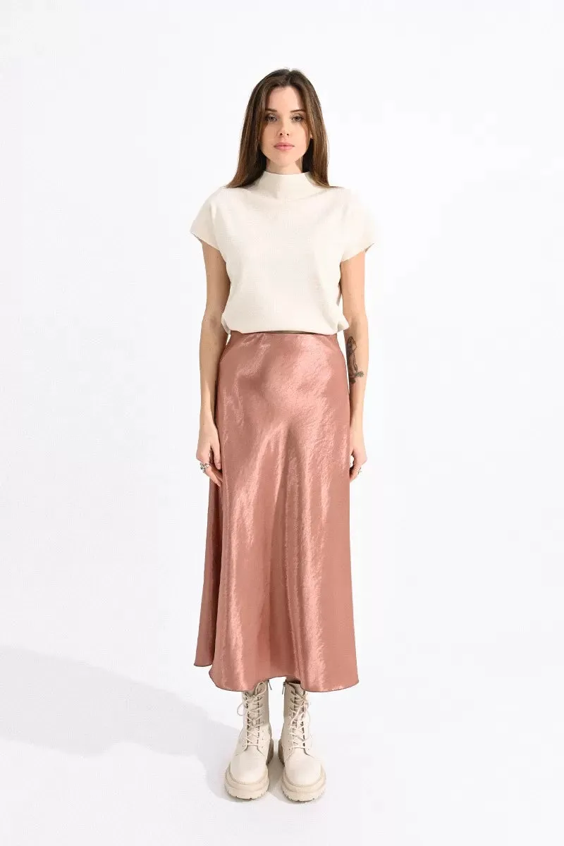 Molly Bracken Pink Satin Skirt