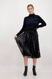Monari Black sequin Midi Skirt 806547